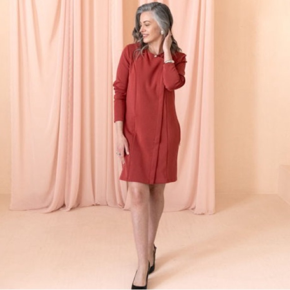 NWT Encircled BeyondSoft Scuba Jacket Dress in Saffron - Picture 2 of 8